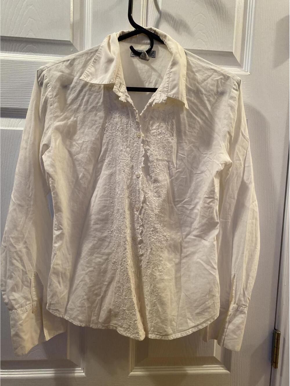 Lucky Brand White Women's Button-Up Blouse Shirt Size Small